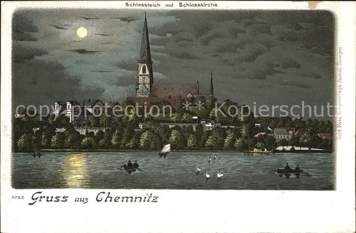 CHEMNITZ Sachsen Schlossteich Schlosskirche Mondschein