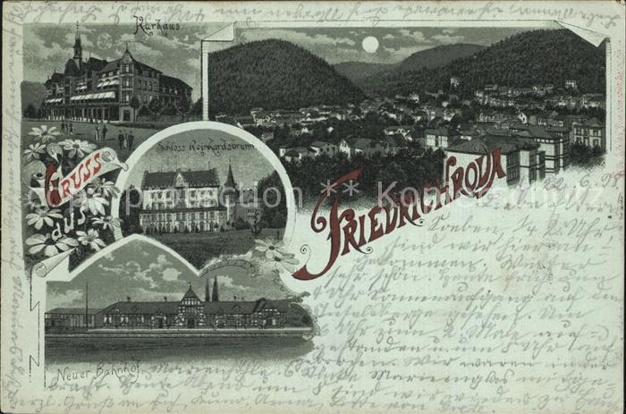 Friedrichroda Kurhaus Schloss Reinhardsbrunn Neuer Bahnhof Mondschein