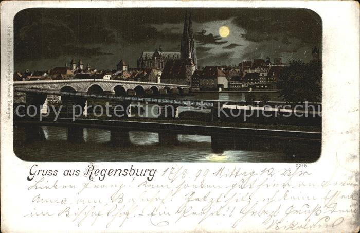 REGENSBURG Bayern Stadtansicht Dom Mondschein