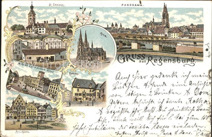 REGENSBURG Bayern Panorama Sankt Emmeram Rathaus Dom Arnulfplatz Wurstkueche