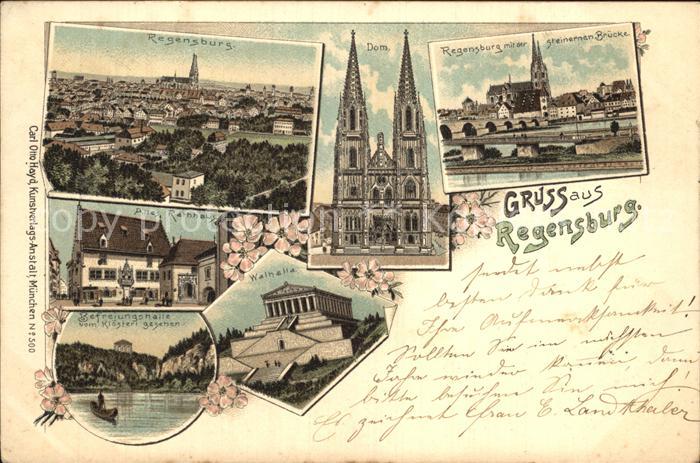 REGENSBURG Bayern Rathaus Befreiungshalle Walhalla Steinerne Bruecke Dom