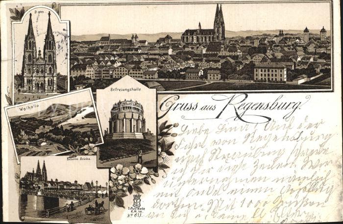 REGENSBURG Bayern Dom Walhalla Eiserne Bruecke Befreiungshalle Panorama