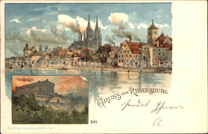 REGENSBURG Bayern Walhalla Panorama Kuenstlerkarte