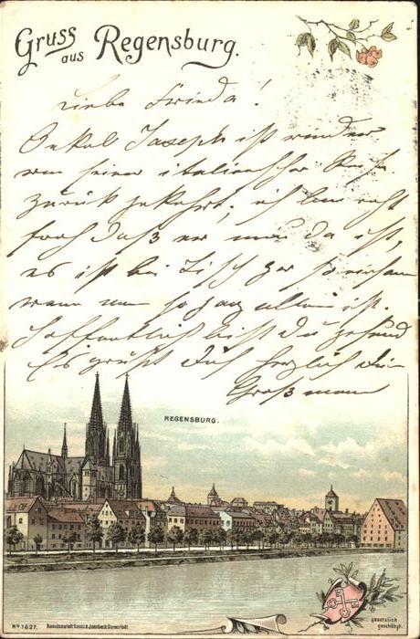 REGENSBURG Bayern Panorama Kuenstlerkarte