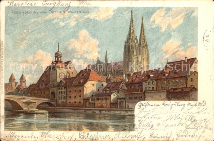 REGENSBURG Bayern Blick vom Oberen Woerth Dom