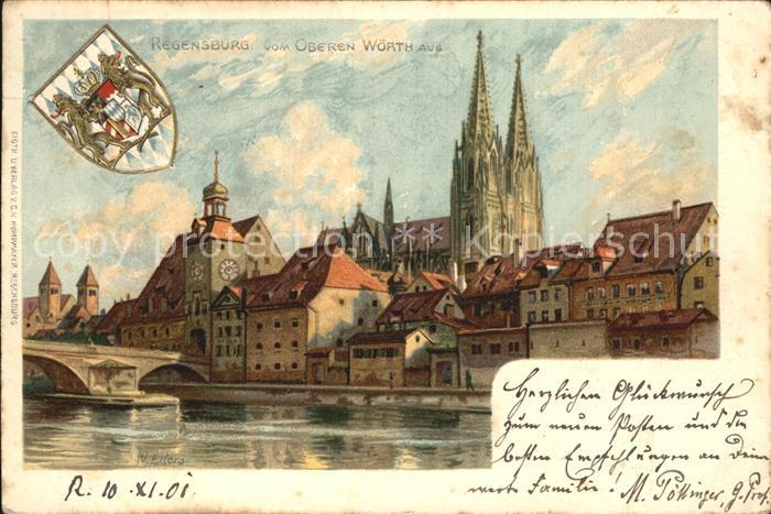 REGENSBURG Bayern Blick vom Oberen Woerth Dom
