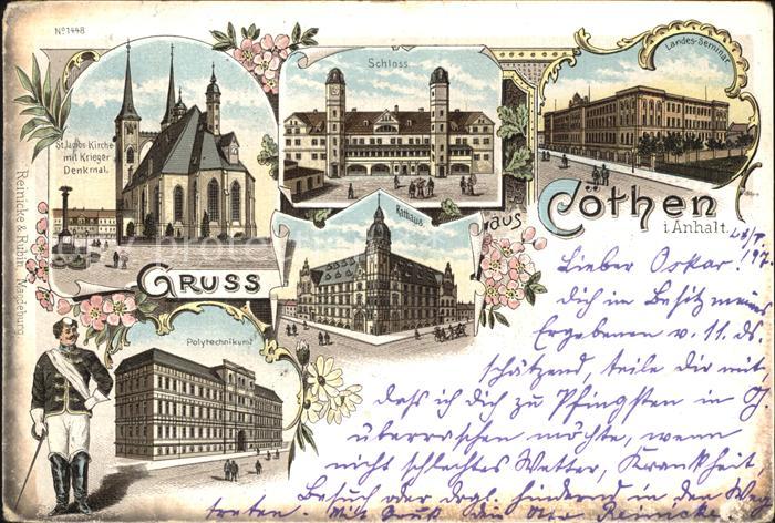 Coethen Jacobskirche Kriegerdenkmal Polytechnikum Rathaus Schloss