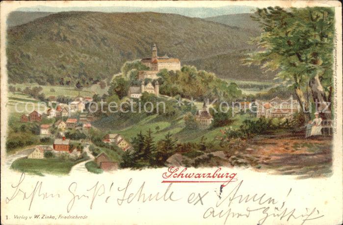 Schwarzburg Thueringer Wald Panorama Litho