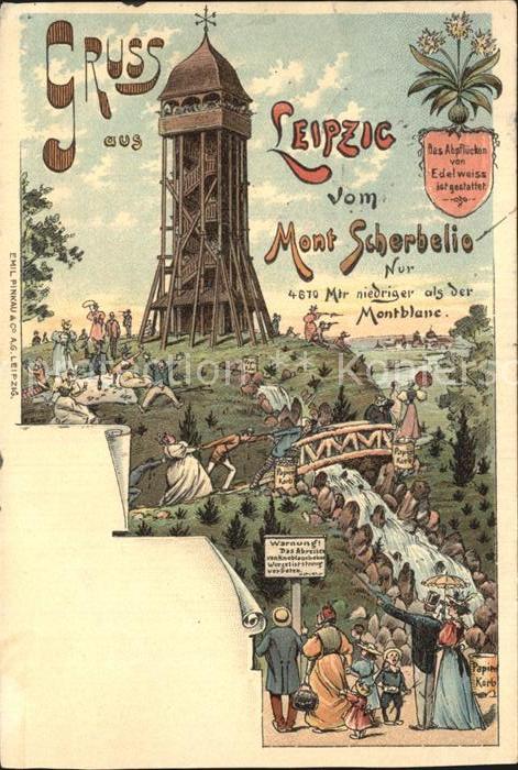 LEIPZIG Sachsen vom Mont Scherbelino Litho