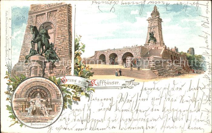 Kyffhaeuser Kaiser Wilhelm Denkmal Reiterstandbild Barbarossa Litho Reichspost