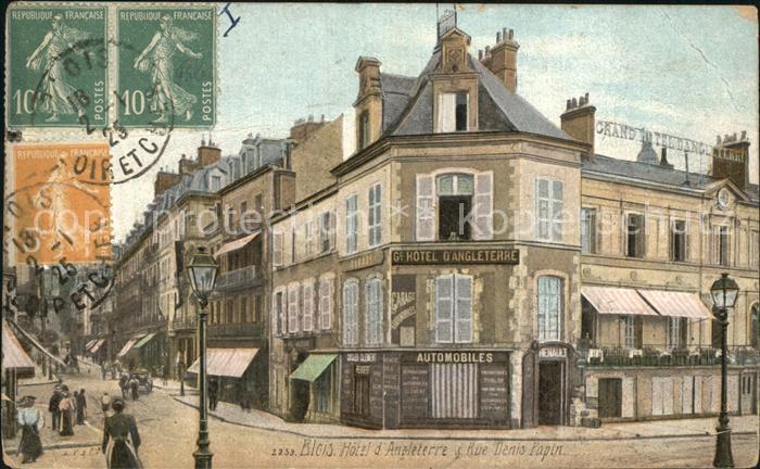 Blois 41 Hotel Angleterre Rue Denis Papin Stempel auf AK