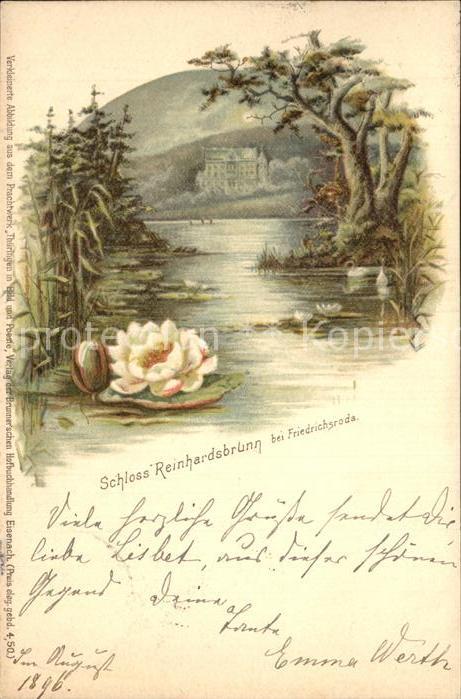 Reinhardsbrunn Schwanenteich Seerosen Schloss