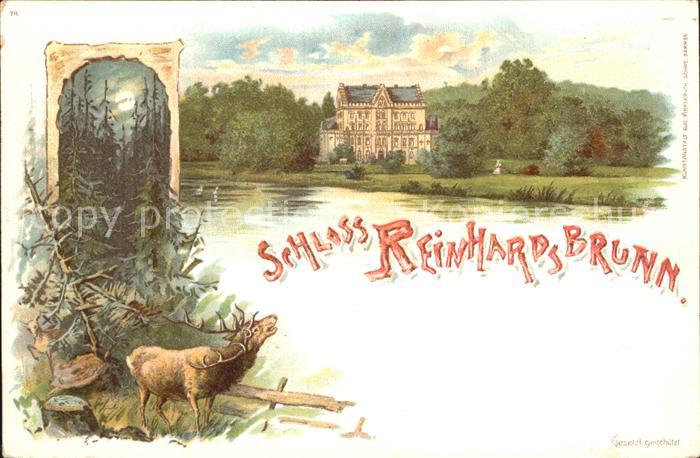Reinhardsbrunn Schloss Hirsch Litho