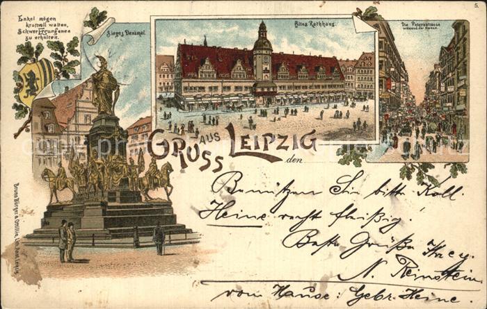 LEIPZIG Sachsen Siegesdenkmal Rathaus Petersstrasse waehrend der Messe Litho