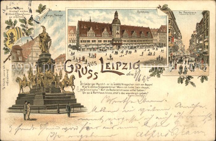 LEIPZIG Sachsen Siegesdenkmal Rathaus Petersstrasse waehrend der Messe Litho