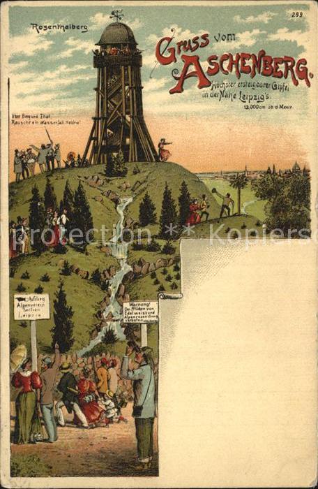 LEIPZIG Sachsen Aussichtsturm Aschenberg Litho