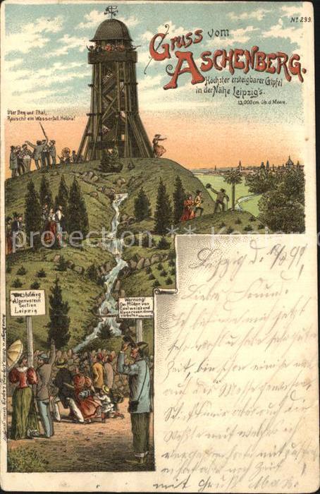 LEIPZIG Sachsen Aussichtsturm Aschenberg Litho
