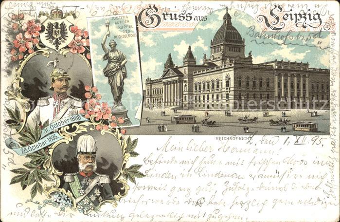 LEIPZIG Sachsen Justitia Statue Reichsgericht Kaiser Litho