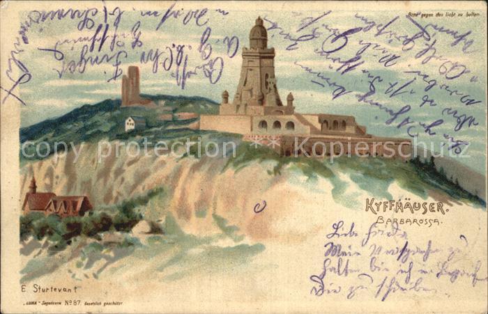 Kyffhaeuser Kaiser Wilhelm Denkmal Barbarossa Kuenstlerkarte