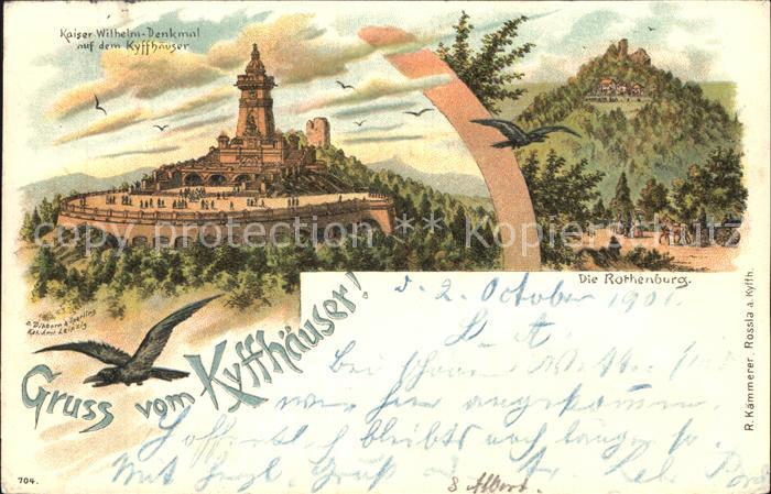 Kyffhaeuser Kaiser Wilhelm Denkmal Rothenburg Litho Reichspost