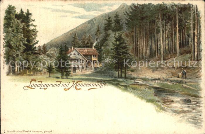 Lauchagrund mit Massenmuehle Kuenstlerkarte