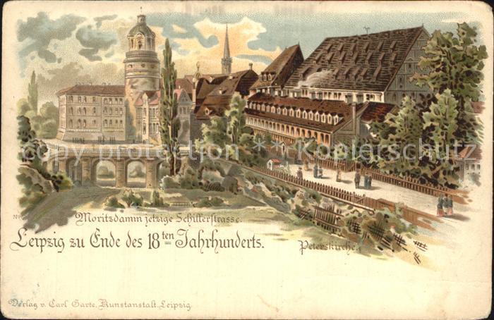 LEIPZIG Sachsen Ende 18. Jhdt. Moritzdamm jetzige Schifferstrasse Litho