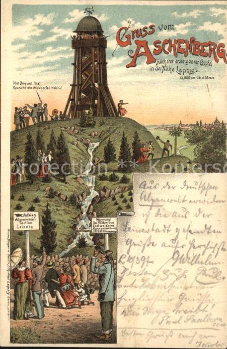LEIPZIG Sachsen Aschenberg Aussichtsturm Litho