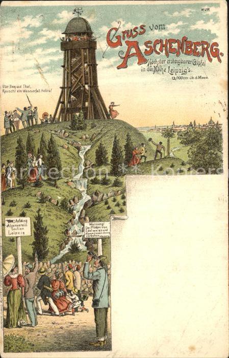LEIPZIG Sachsen Aschenberg Aussichtsturm Litho