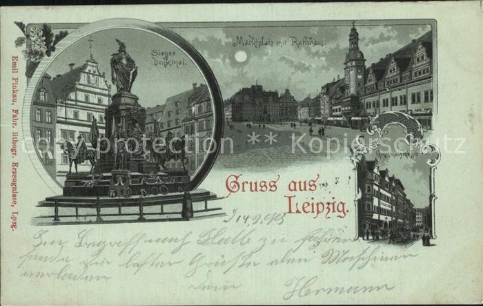LEIPZIG Sachsen Siegesdenkmal Marktplatz Rathaus im Mondschein