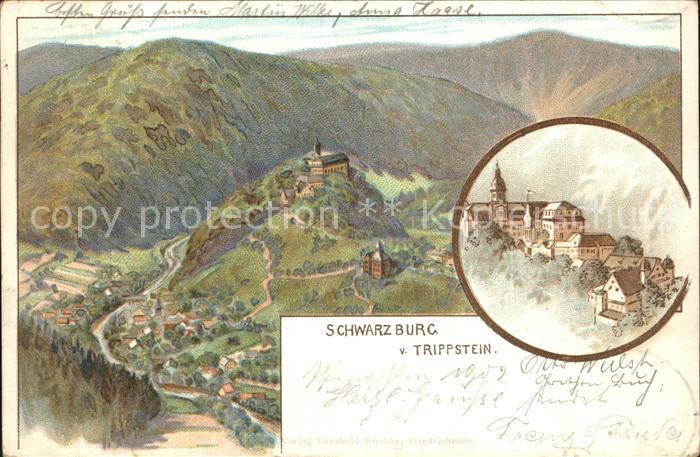 Schwarzburg Thueringer Wald Panorama Blick vom Trippstein