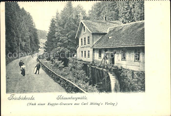 Friedrichroda Schauenburgmuehle Kupfergravure Carl Mittag Verlag