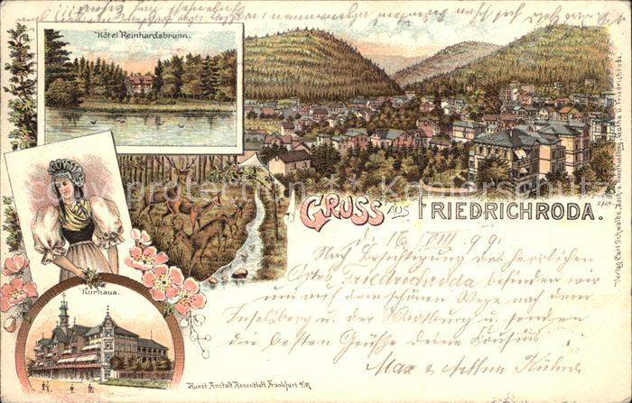 Friedrichroda Hotel Reinhardsbrunn Trachten Kurhaus Wild Litho