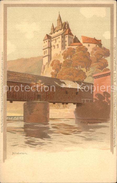 Kriebstein Schloss Zschopau Bruecke Kuenstlerkarte