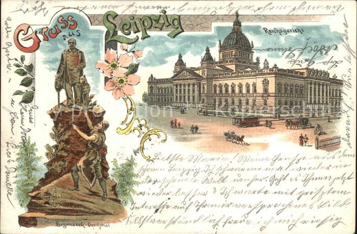 LEIPZIG Sachsen Bismarckdenkmal Reichsgericht Litho
