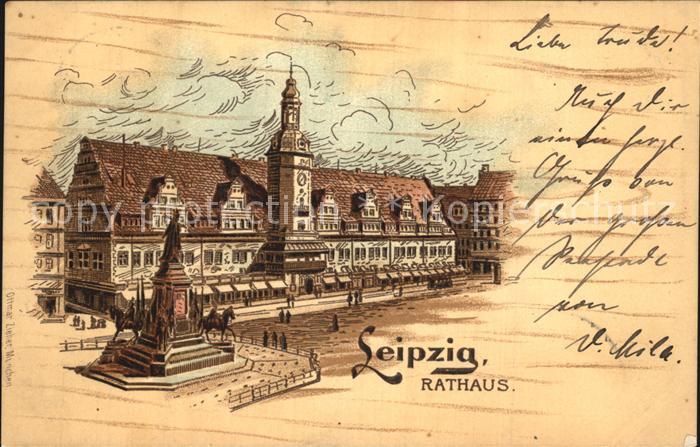 LEIPZIG Sachsen Rathaus Denkmal Litho
