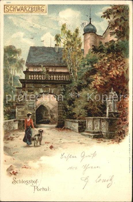 Schwarzburg Thueringer Wald Schlosshof Portal Litho