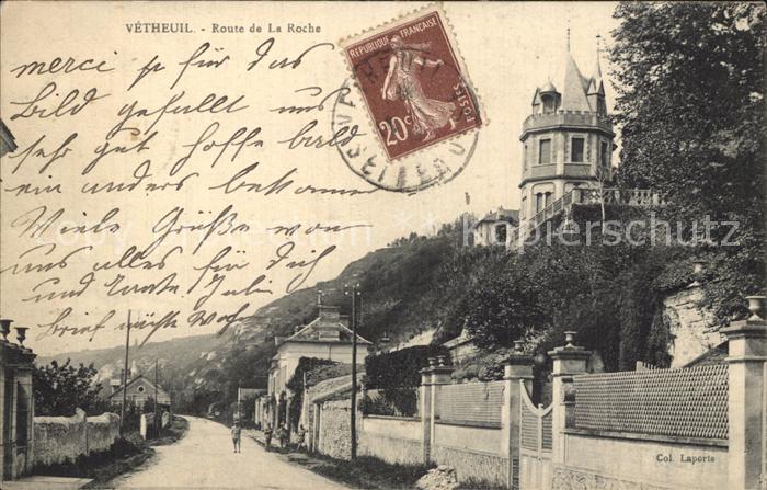 Vetheuil Route de la Roche Stempel auf AK