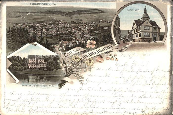 Friedrichroda Panorama Rathaus Schloss Reinhardsbrunn Litho