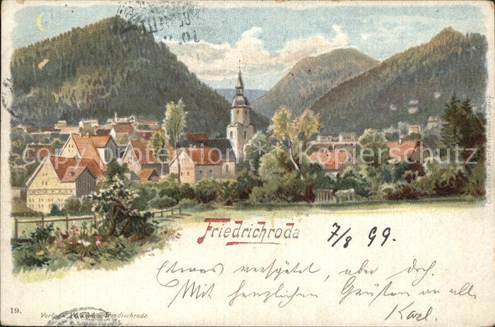 Friedrichroda Ortsansicht mit Kirche