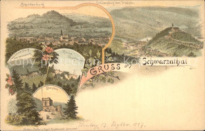 Schwarzatal Blankenburg Schwarzburg vom Trippstein Ruine Greifensteine Eberstein