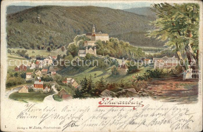 Schwarzburg Thueringer Wald Panorama Litho