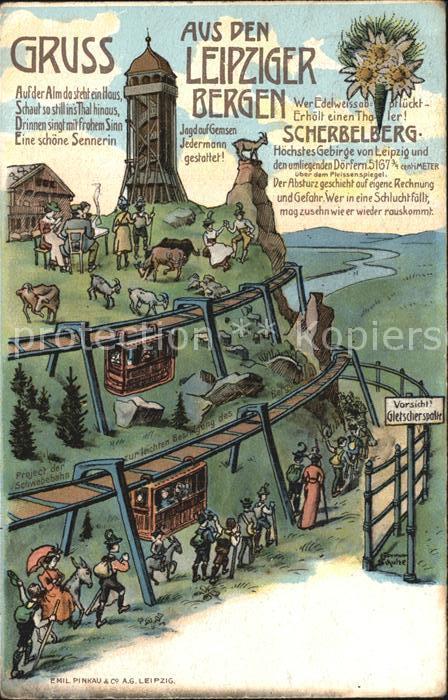 LEIPZIG Sachsen Scherbelberg Aussichtsturm Leipziger Berge Litho
