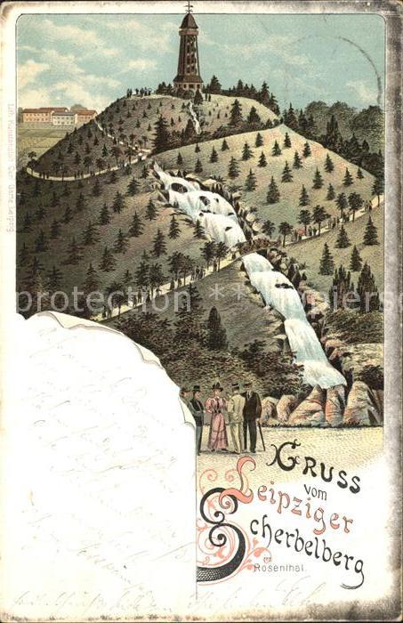 LEIPZIG Sachsen Scherbelberg Aussichtsturm Leipziger Berge Litho