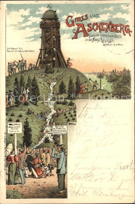 LEIPZIG Sachsen Aschenberg Aussichtsturm Leipziger Berge Litho