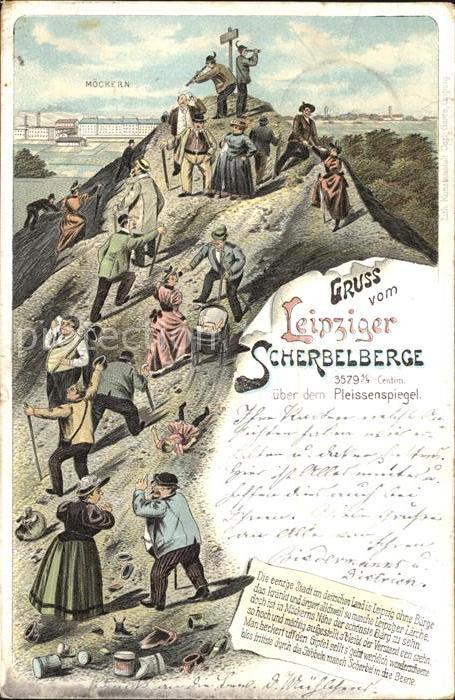 LEIPZIG Sachsen Scherbelberg Aussichtsturm Leipziger Berge Litho