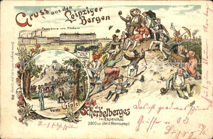 LEIPZIG Sachsen Scherbelberg Gipfel im Rosental Leipziger Berge Litho