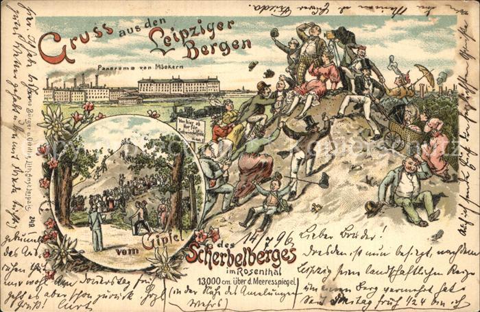 LEIPZIG Sachsen Scherbelberg Gipfel im Rosental Leipziger Berge Litho