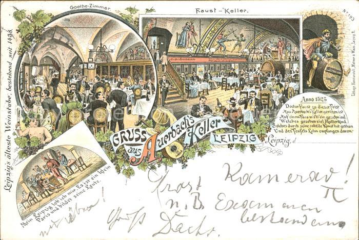 LEIPZIG Sachsen Auerbachs Keller Goethe Zimmer Faust Keller Restaurant Litho