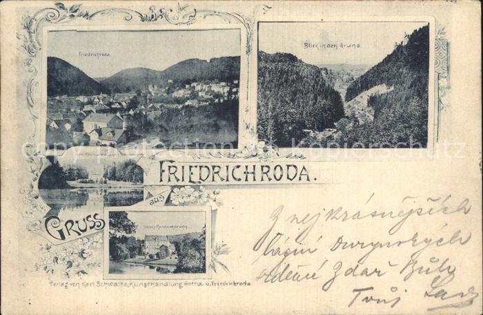 Friedrichroda Panorama Blick in den Grund Schloss Reinhardsbrunn