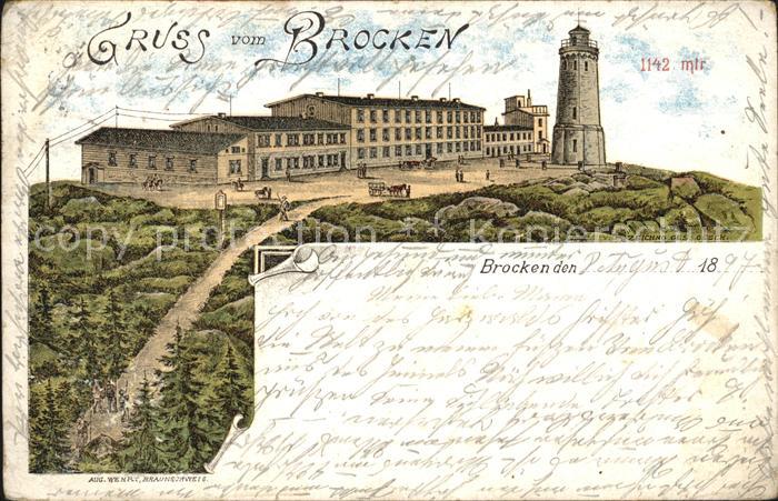 Brocken Harz Berghotel Restaurant Aussichtsturm Litho